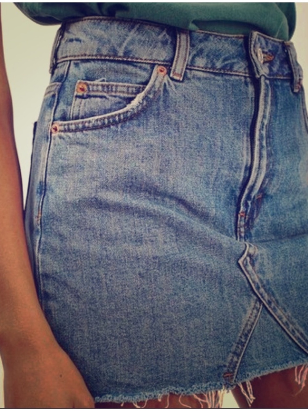 Top Shop Moto Denim Mini Skirt US Size 6